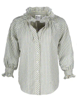 Fiona Shirt Yellow/Green/White Seersucker Check